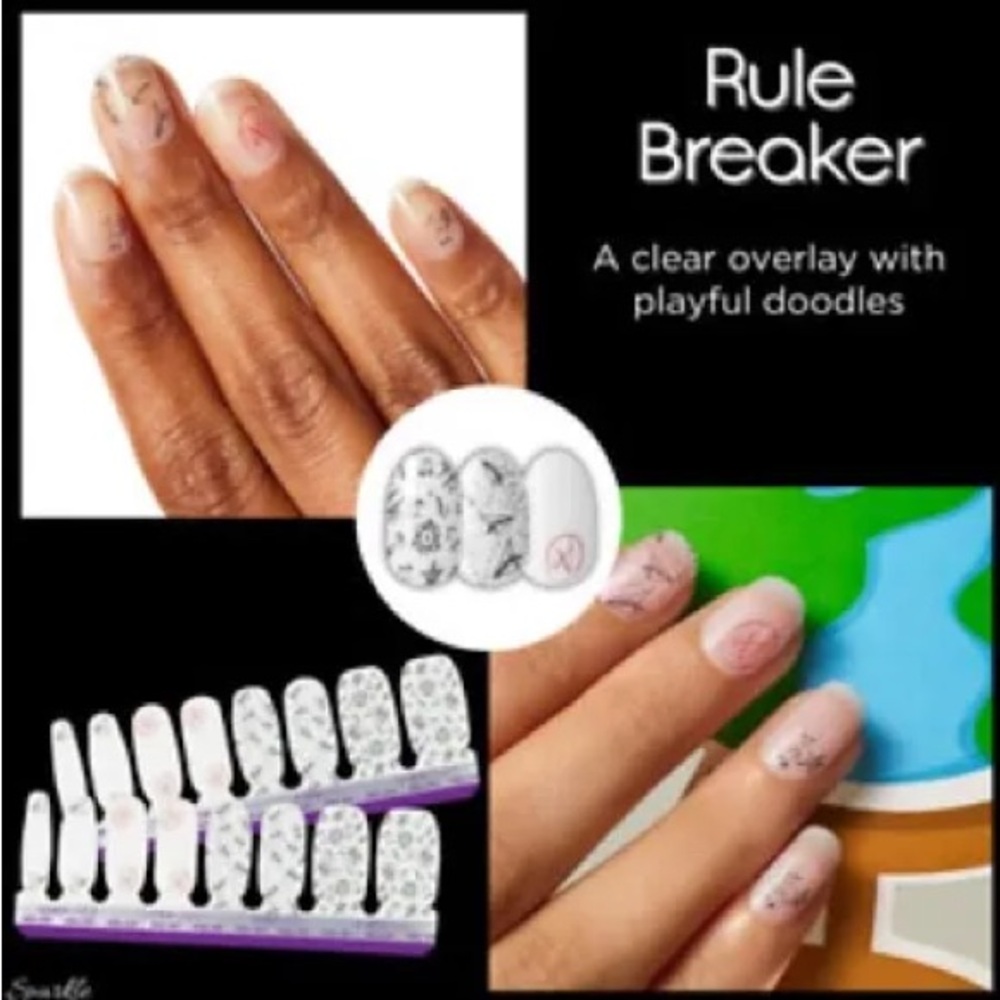 Clear Nail Overlay Stickers with Playful Doodles